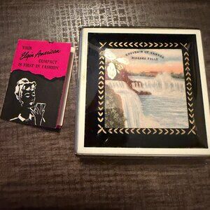 Vintage Elgin American Compact Mirror/Powder Puff/Screen- Niagara Falls MCM VGUC